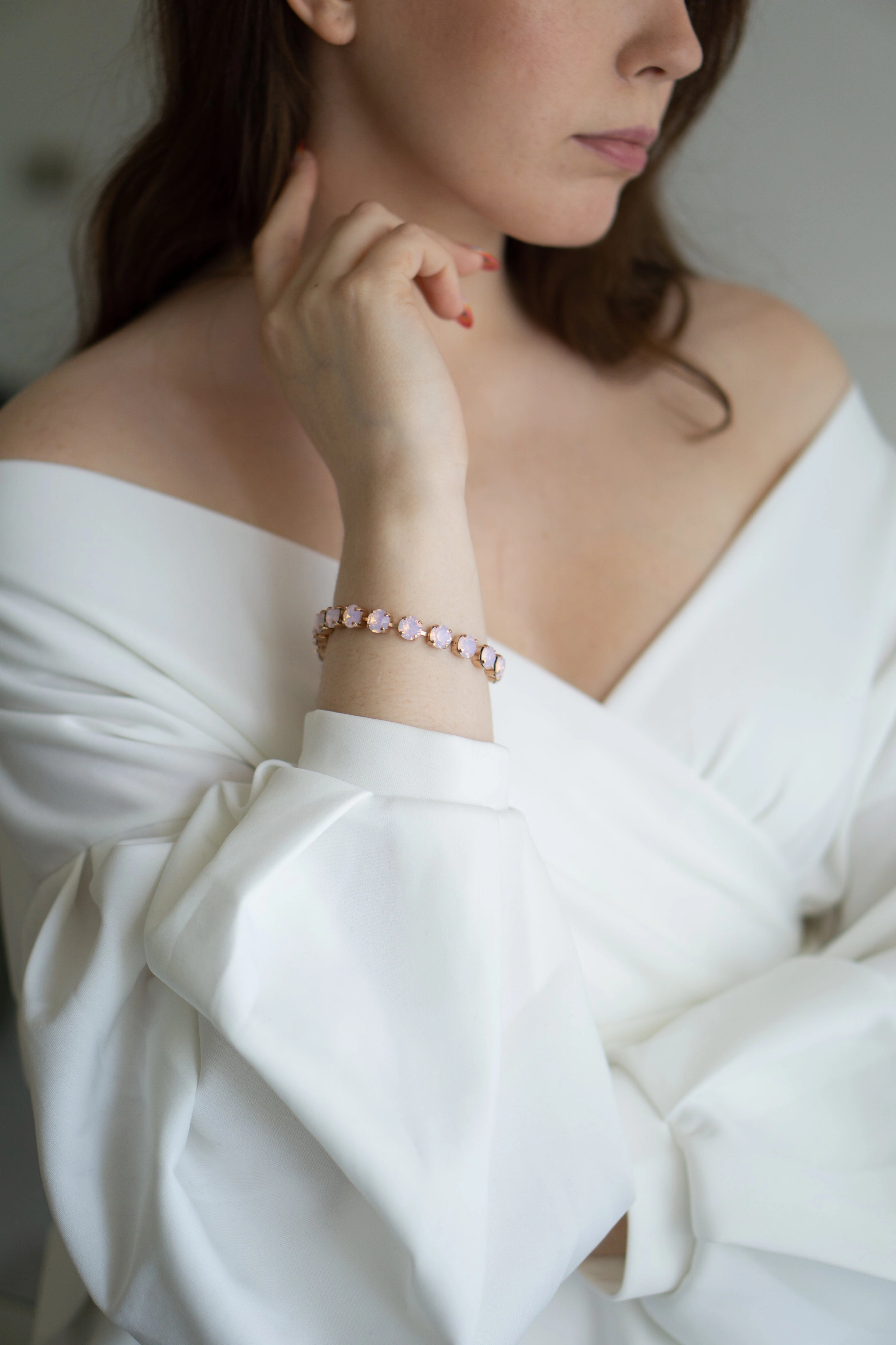 Statement  Rose Gold Tennis Bracelet / Blush Rose