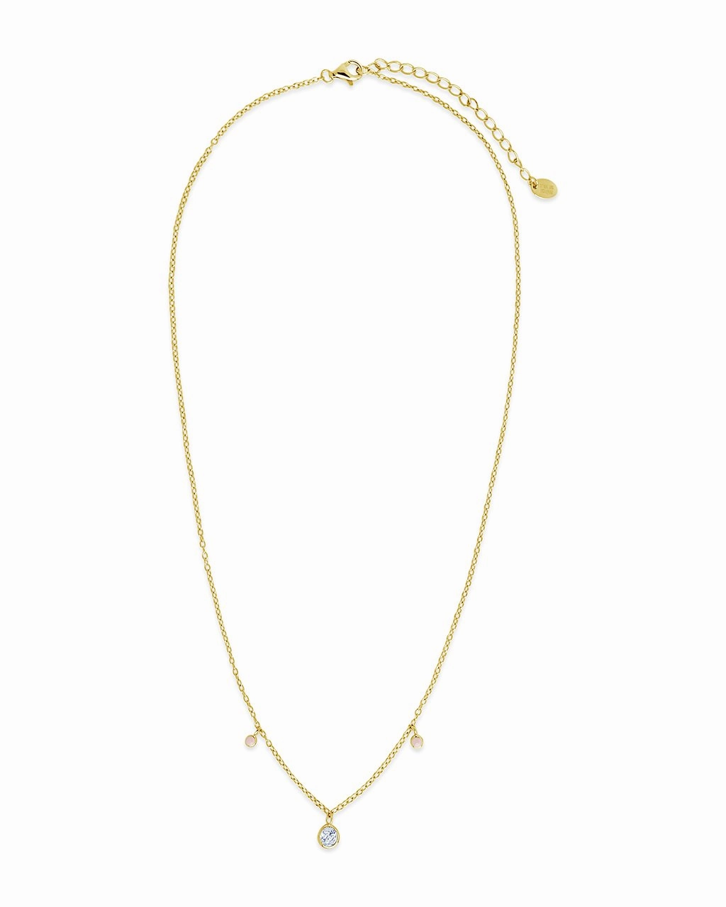 Sterling Silver Enamel & CZ Charm Necklace
