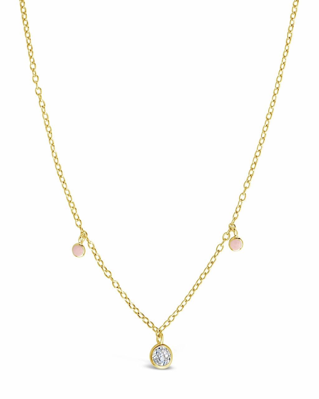 Sterling Silver Enamel & CZ Charm Necklace