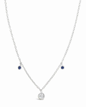 Sterling Silver Enamel & CZ Charm Necklace