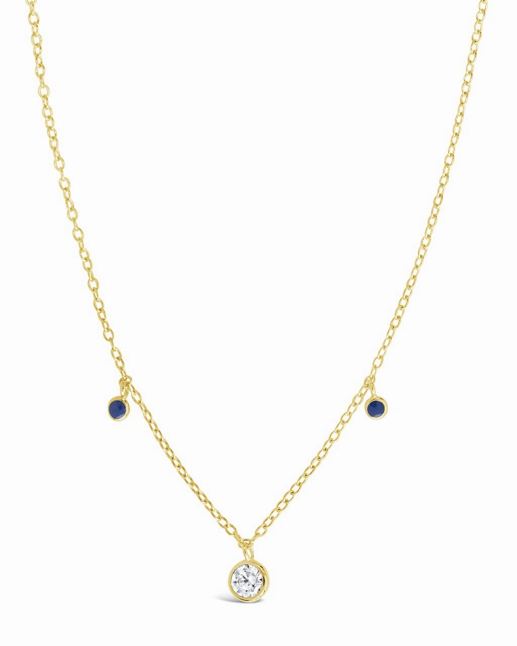 Sterling Silver Enamel & CZ Charm Necklace