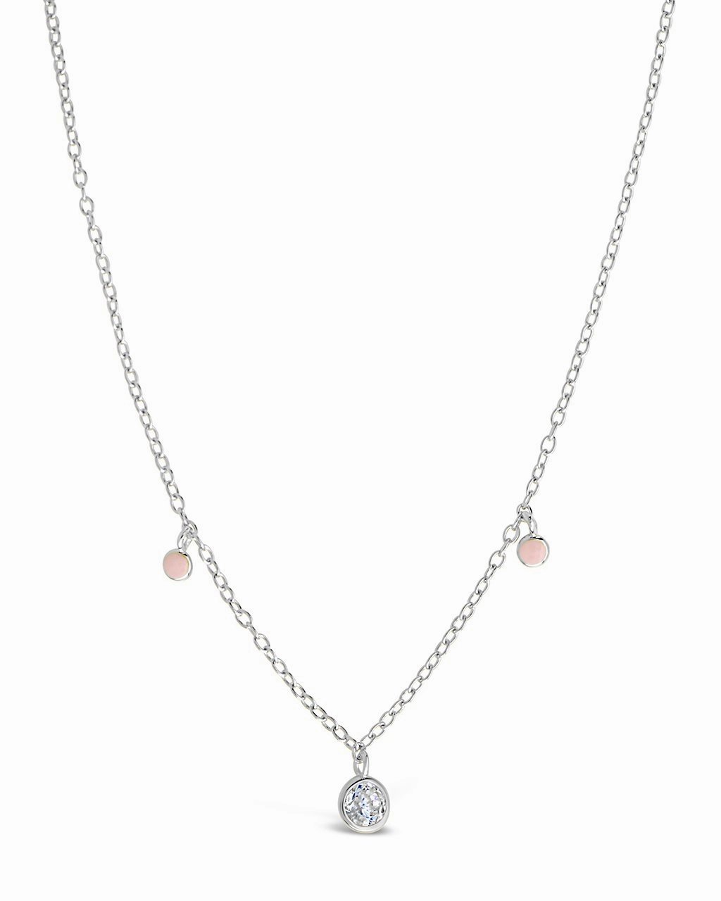 Sterling Silver Enamel & CZ Charm Necklace