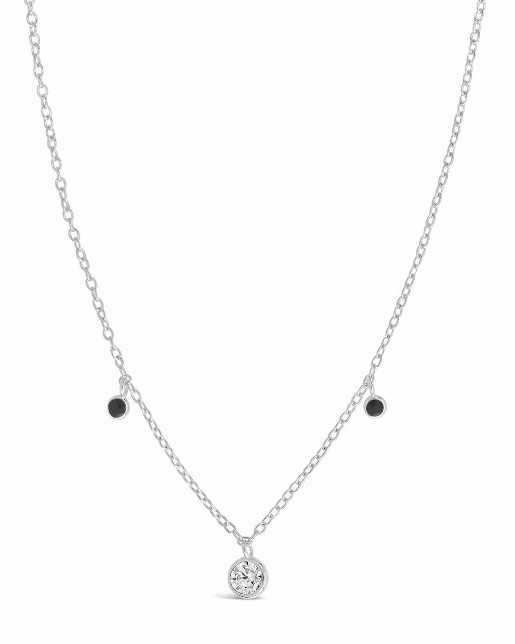 Sterling Silver Enamel & CZ Charm Necklace