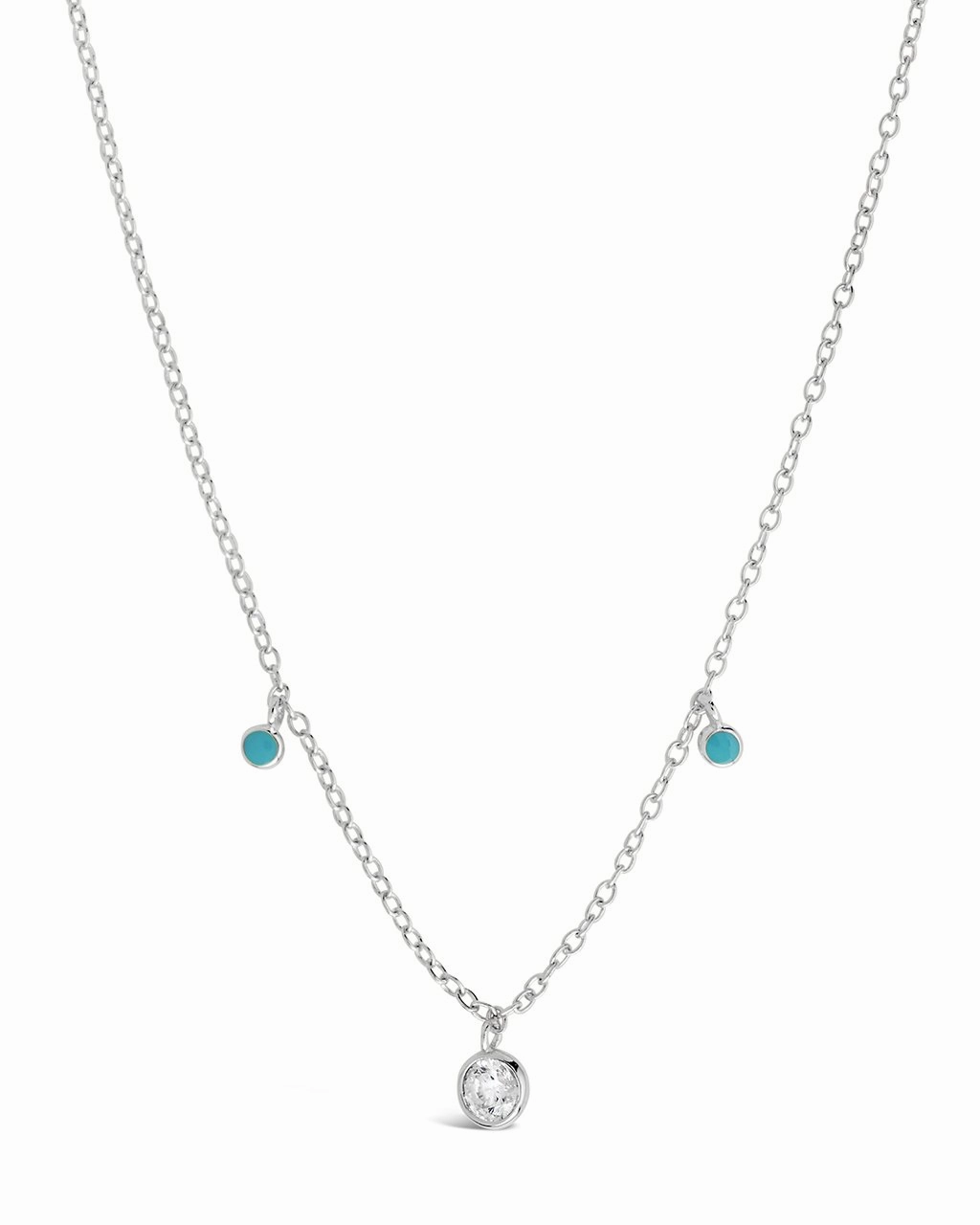 Sterling Silver Enamel & CZ Charm Necklace