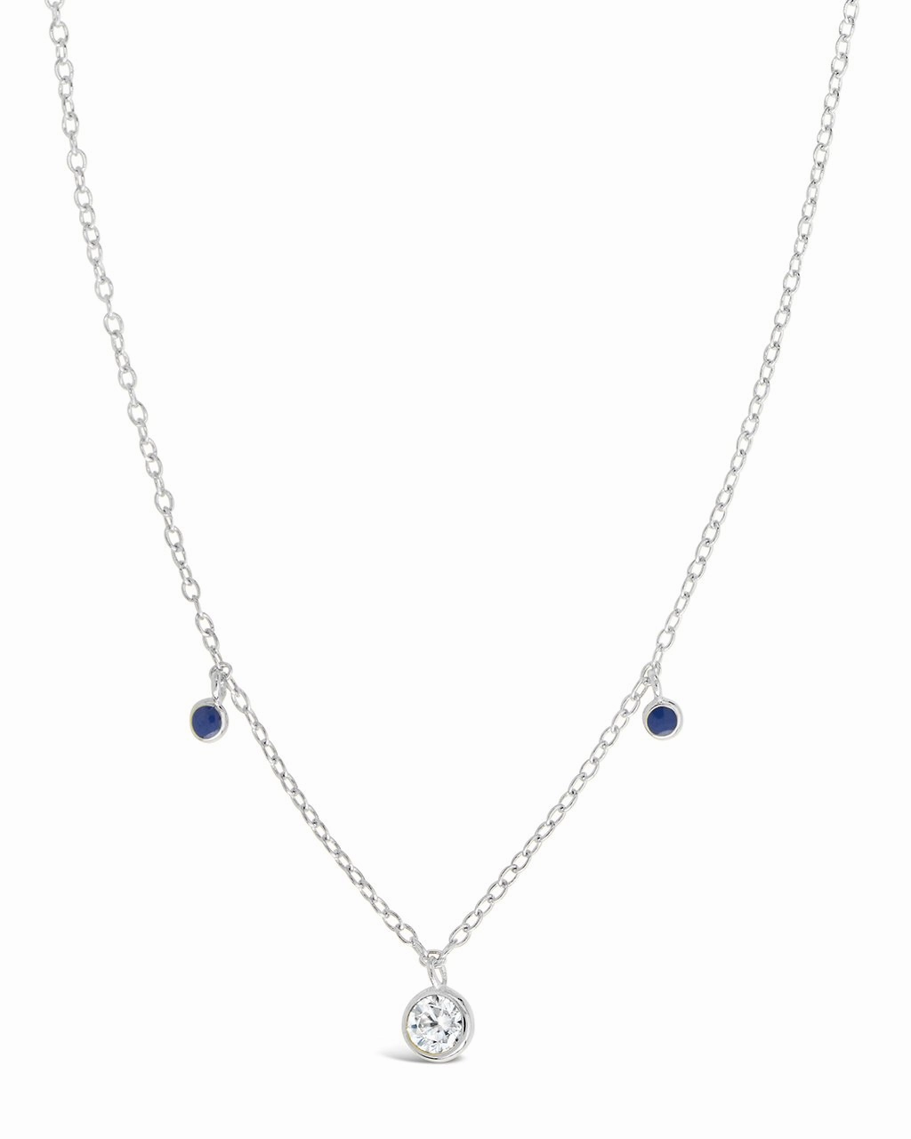 Sterling Silver Enamel & CZ Charm Necklace
