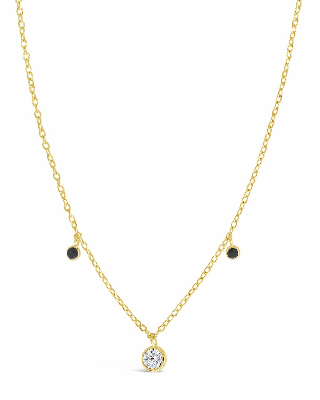 Sterling Silver Enamel & CZ Charm Necklace