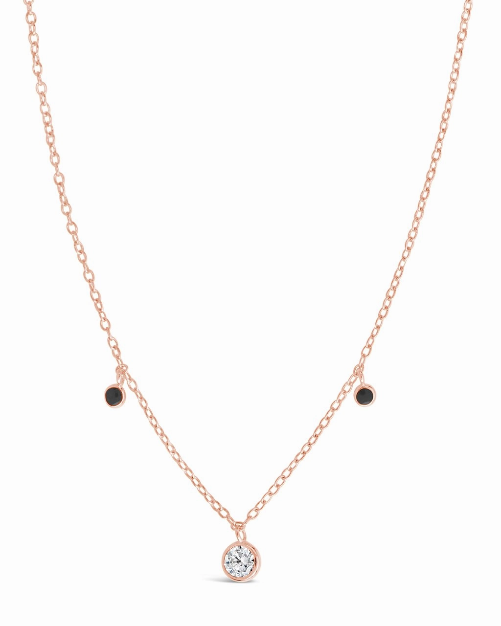 Sterling Silver Enamel & CZ Charm Necklace