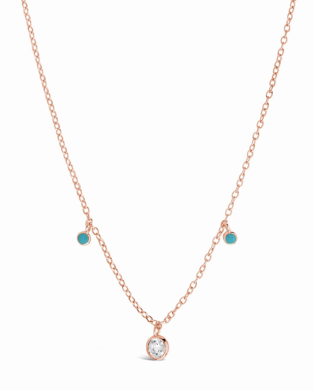 Sterling Silver Enamel & CZ Charm Necklace