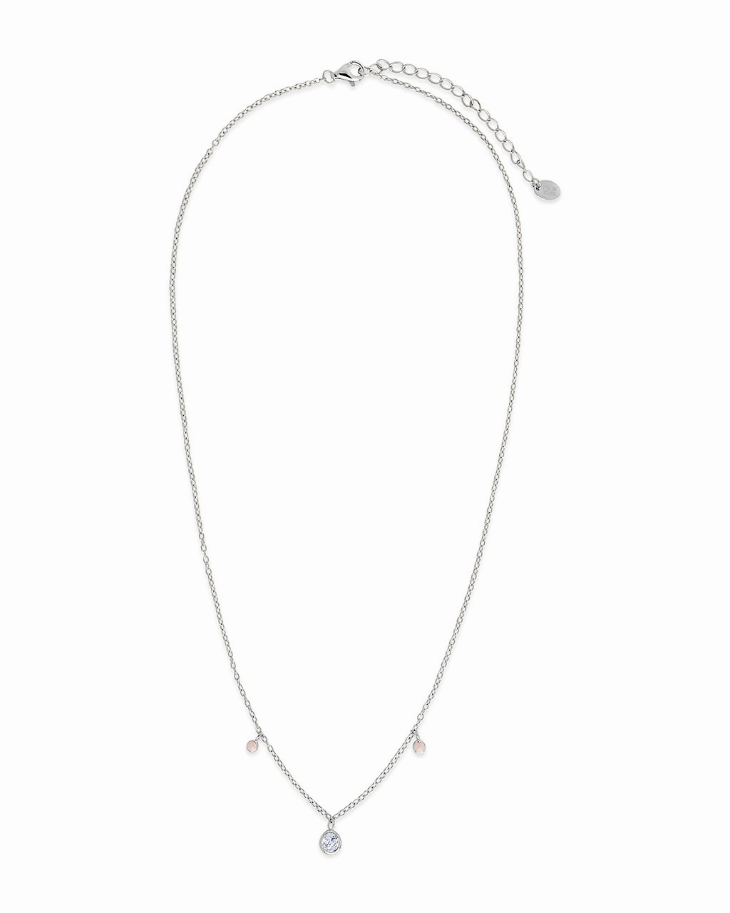 Sterling Silver Enamel & CZ Charm Necklace
