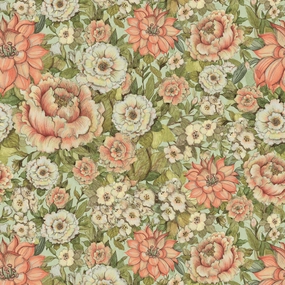 Susan Winget - Vintage Bloom - Coral Floral Garden Fabric