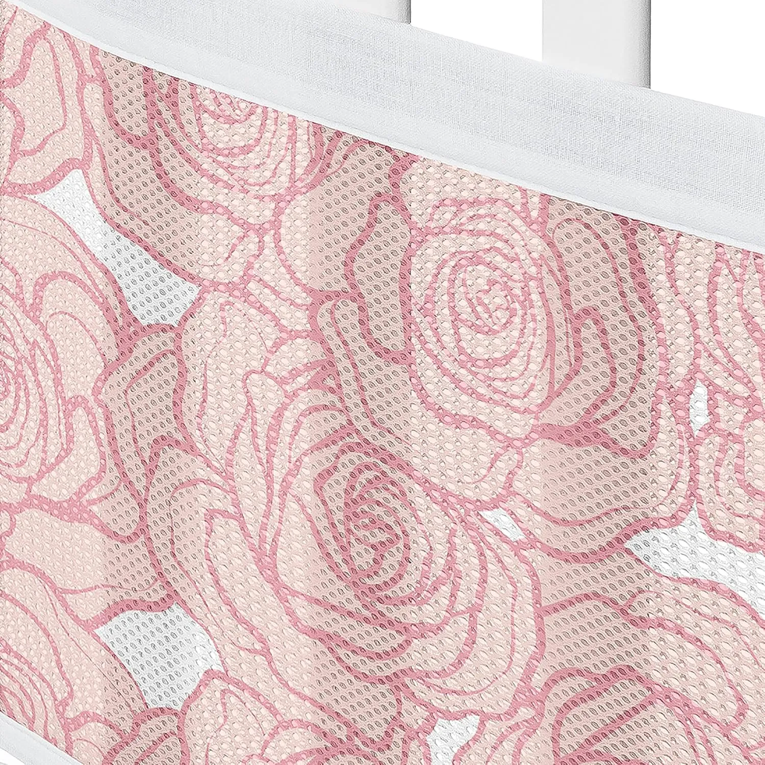 Sweet Jojo Designs   BreathableBaby Pink Floral Rose Girl Breathable Mesh Crib Liner Anti-Bumper Baby Infant Solid Light Blush Flower Luxurious Elegant Princess Vintage Boho Shabby Chic Luxury Roses