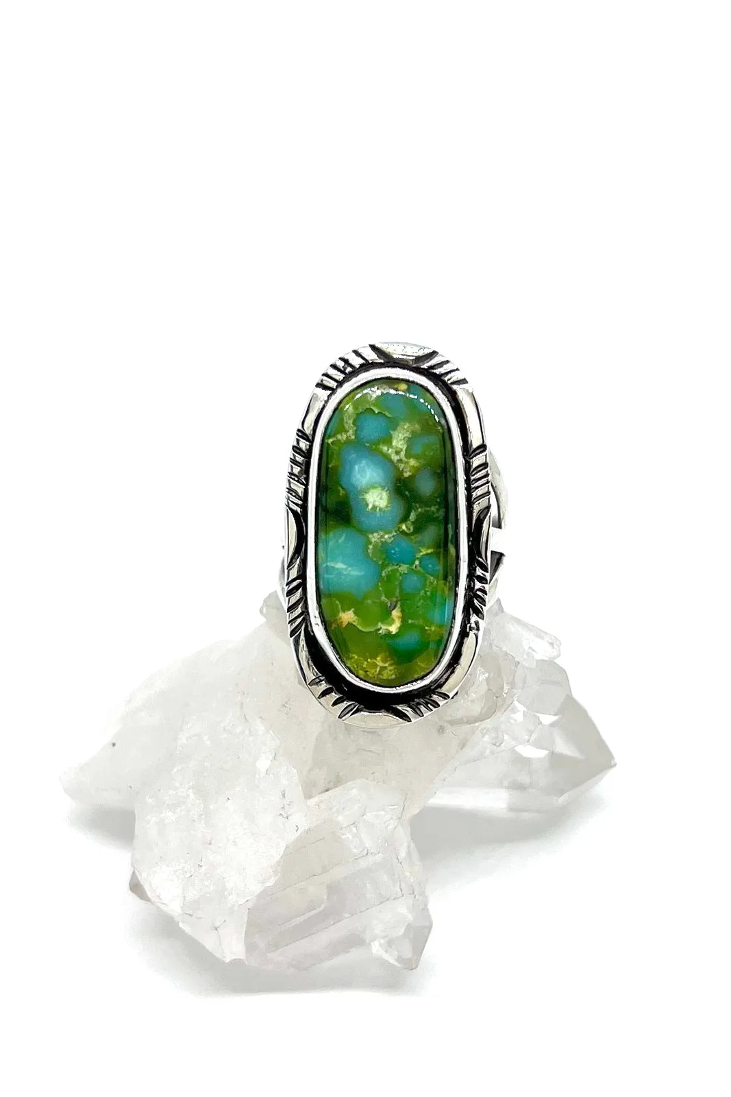 Terry Wood Sonoran Gold Turquoise Sterling Silver Ring (Size 7 1/4)
