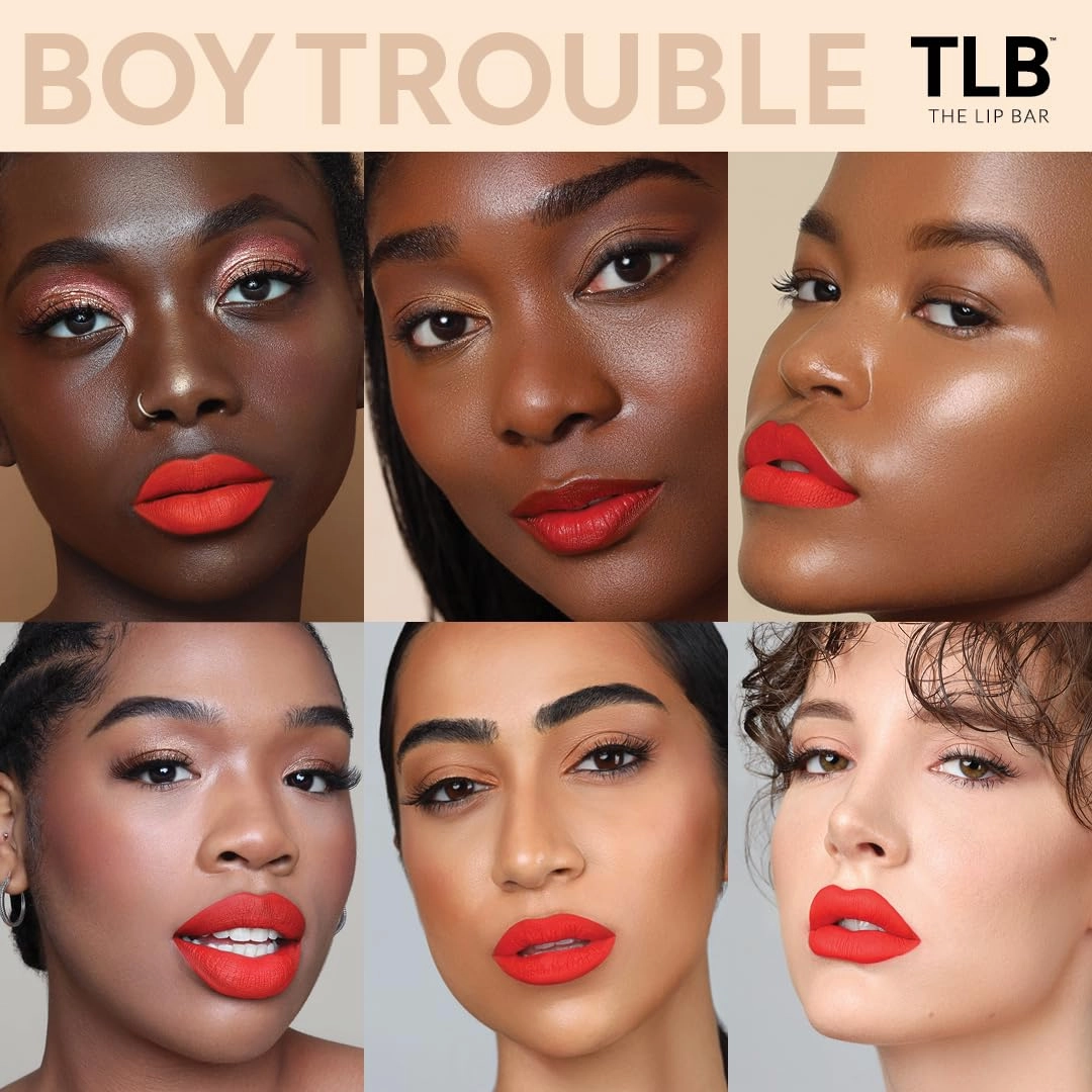 The Lip Bar Vegan Liquid Matte Lipstick, High Pigment Color & Long-Lasting with 8-12 Hours of Wear, Boy Trouble - Red-Orange