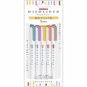 Zebra Mildliner Double-Sided Highlighter 5 Colour Set - Deep & Warm