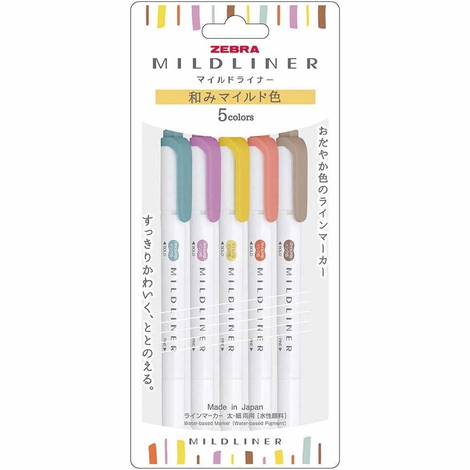 Zebra Mildliner Double-Sided Highlighter 5 Colour Set - Deep & Warm