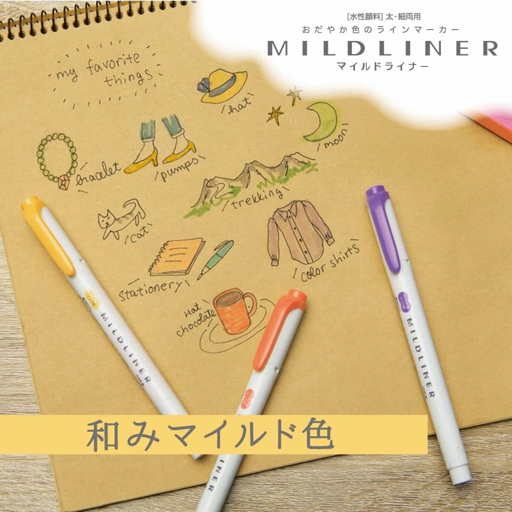 Zebra Mildliner Double-Sided Highlighter 5 Colour Set - Deep & Warm