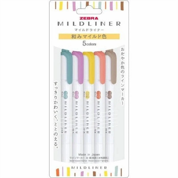 Zebra Mildliner Highlighter Deep & Warm 5 Colour Set