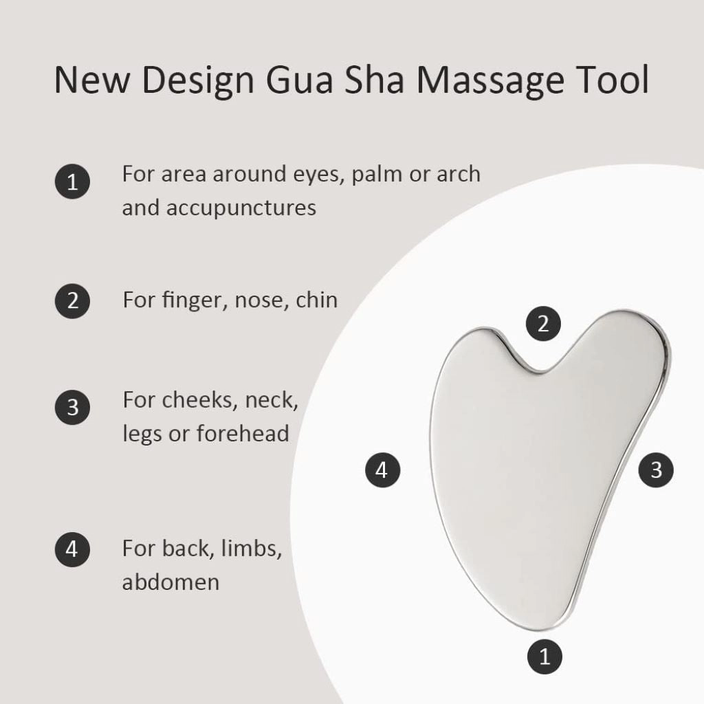 أداة تدليك الوجه المعدنية - Metal Face Roller Gua Sha Massage Tool